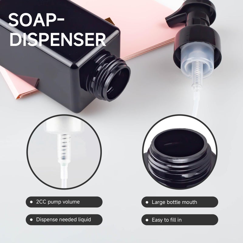 ZEJIA 15OZ Foaming Soap Dispenser, 2-Pack Plastic Hand Soap Dispenser, Refillable Leakproof Foam Pump Bottle with Waterproof Labels, for Shampoo, Body Wash - Image 4